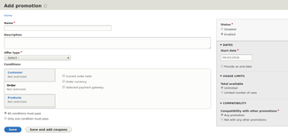 Drupal Commerce Discounts form
