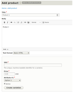 Drupal Commerce Add Product